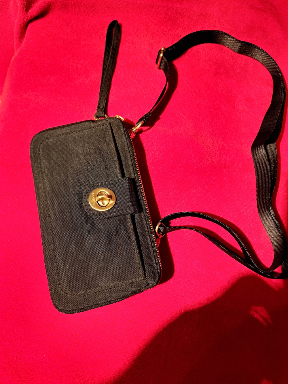 Black Crossbody Wallet with Gold Turn-Lock. Boggalinni